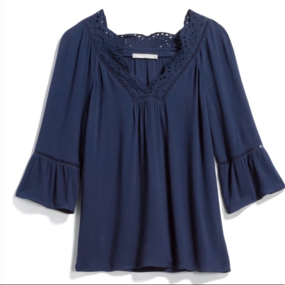 Eyelet Mid Sleeve Top